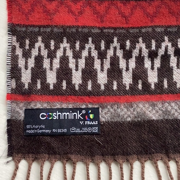 V. Fraas Cashmink Scarf - Red and Brown Pattern - Picture 2 of 9